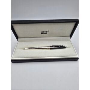 Montblanc 145 Solitaire Silver Fibre Guilloché AG925 Fountain Pen — Fine — Box
